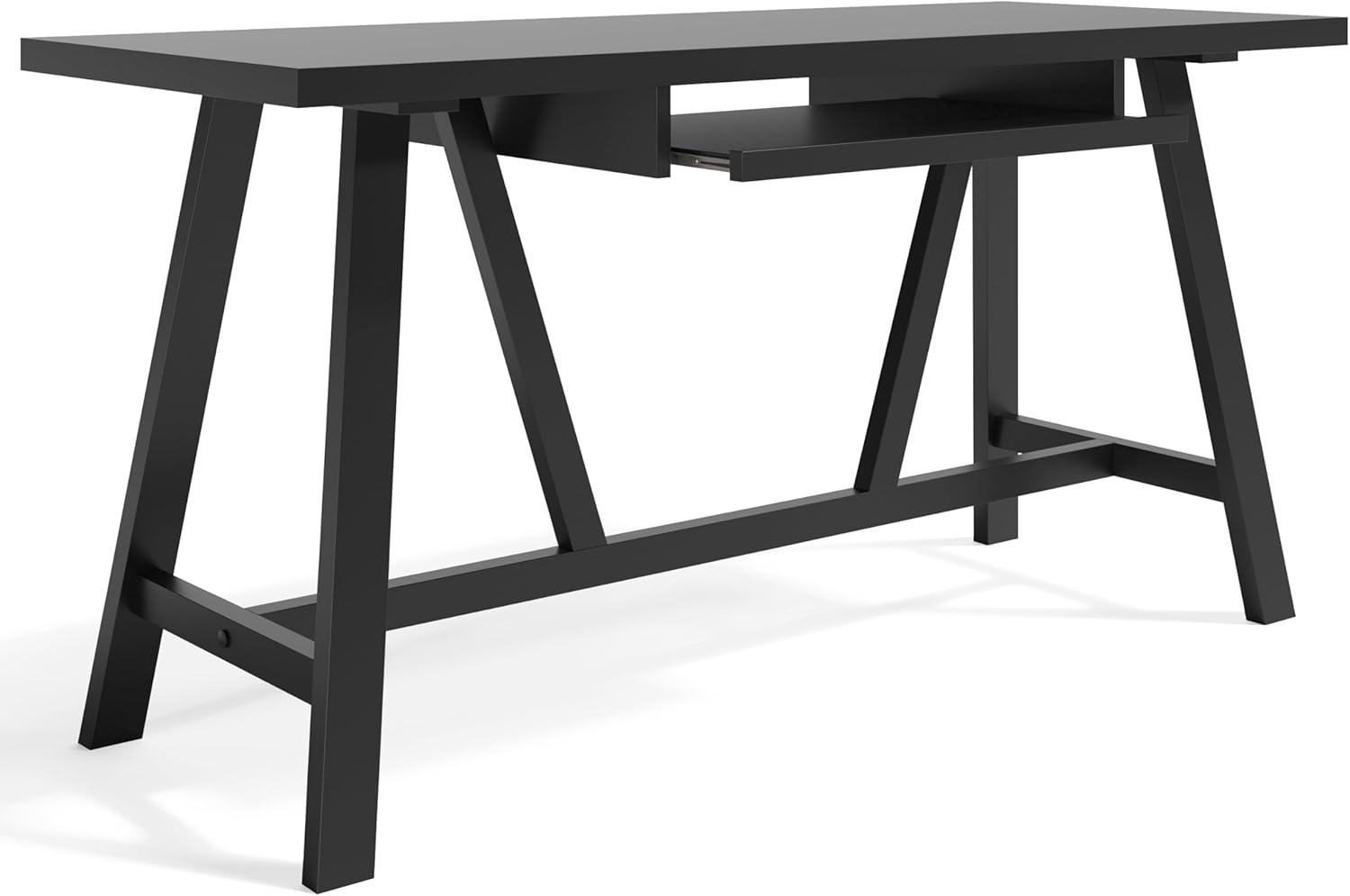 Simpli Home Dylan Solid Wood Industrial 60 " Writing Office Desk in Black