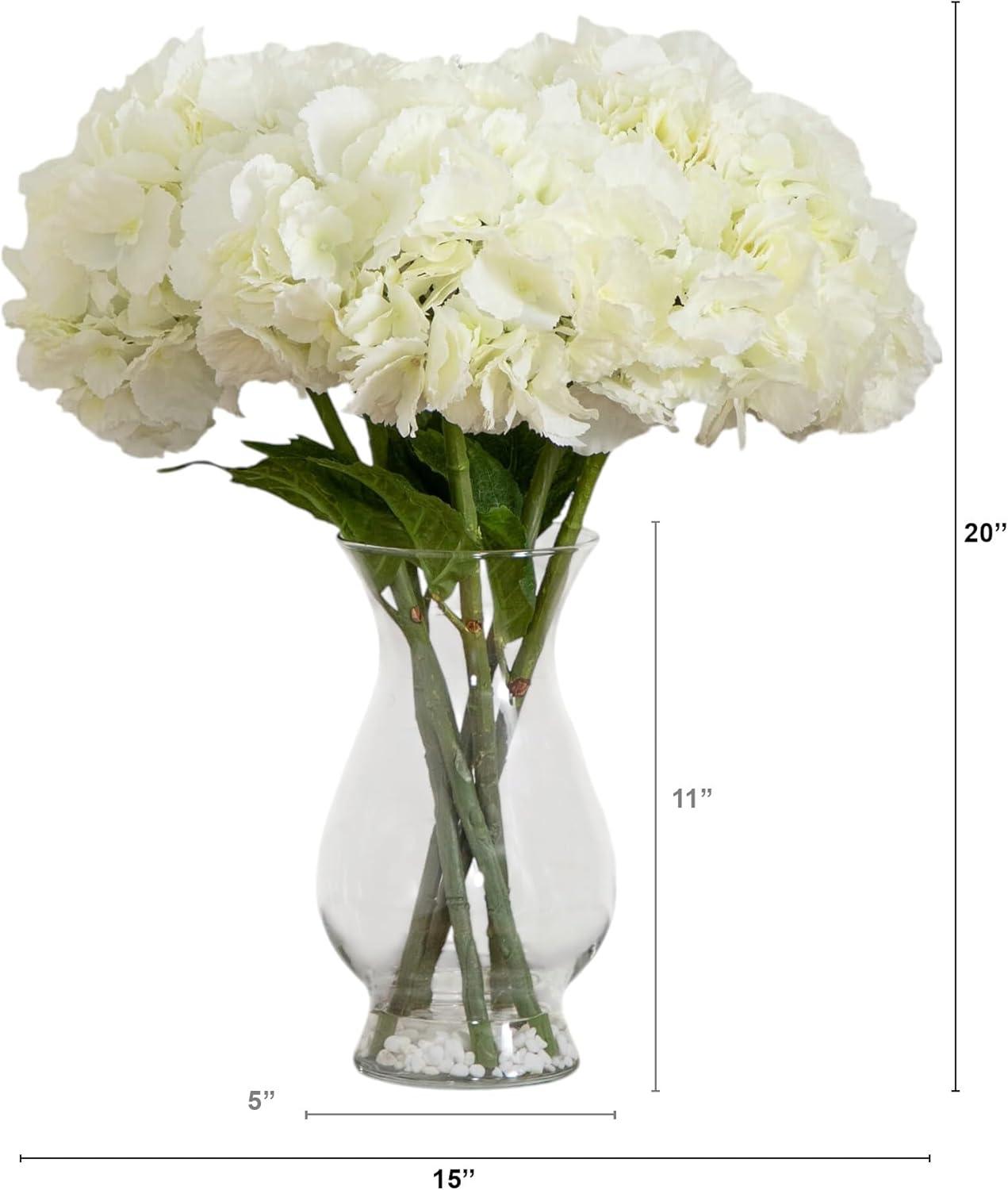 Nearly Natural Blooming Hydrangea with Vase Arrangement