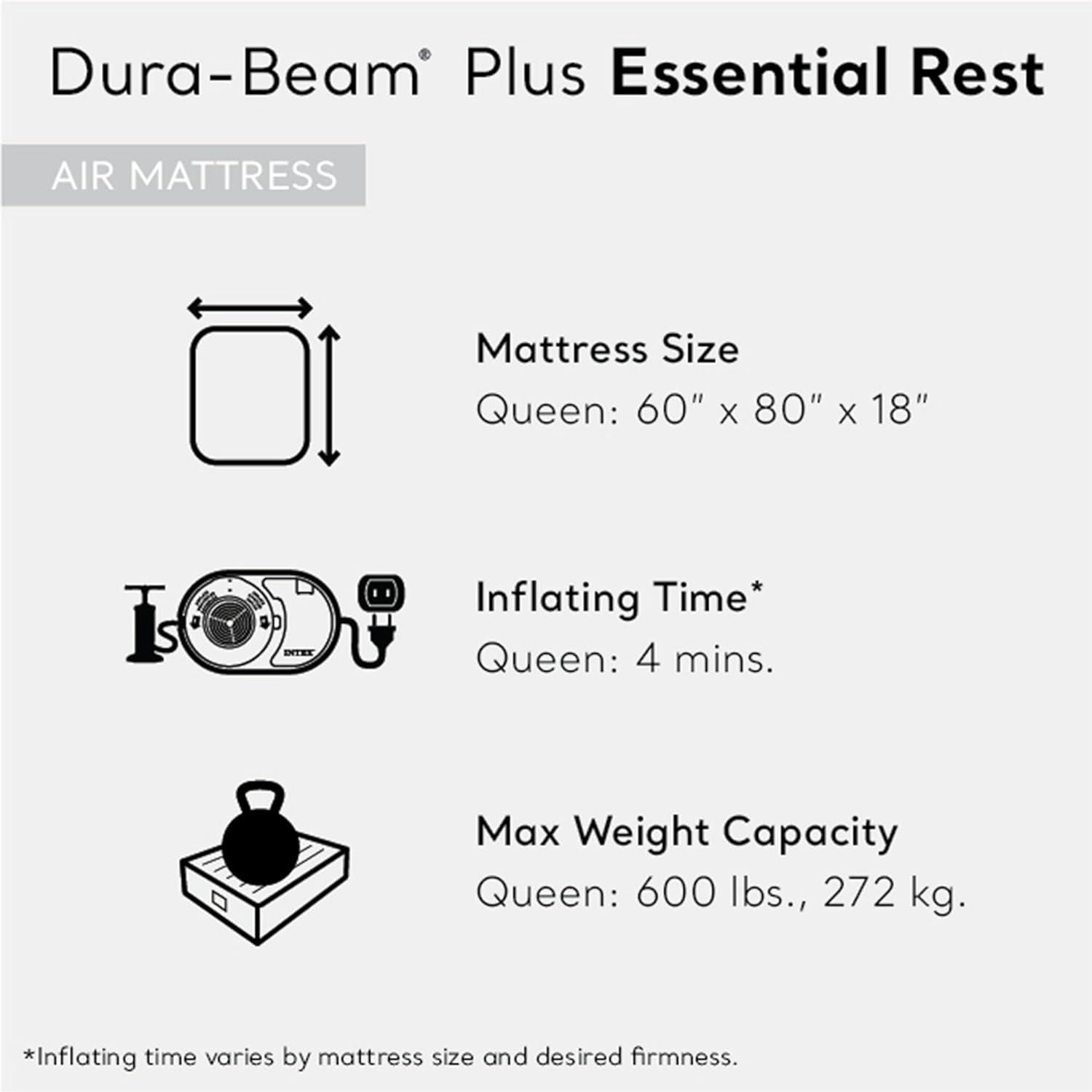 Queen Size Gray Raised Air Mattress with Built-in Pump