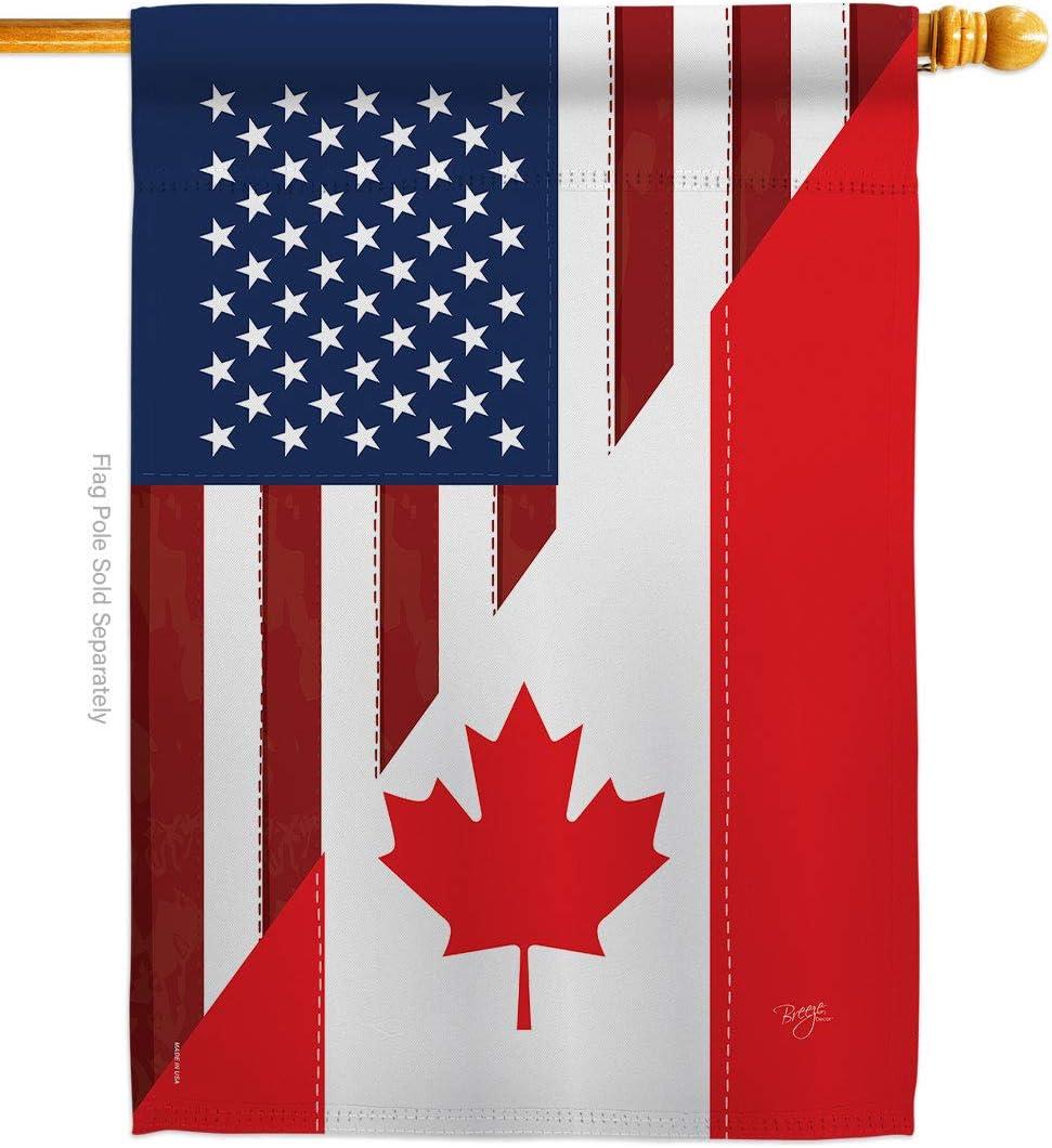 Patriotic US-Canada Friendship Rectangular Outdoor Flag