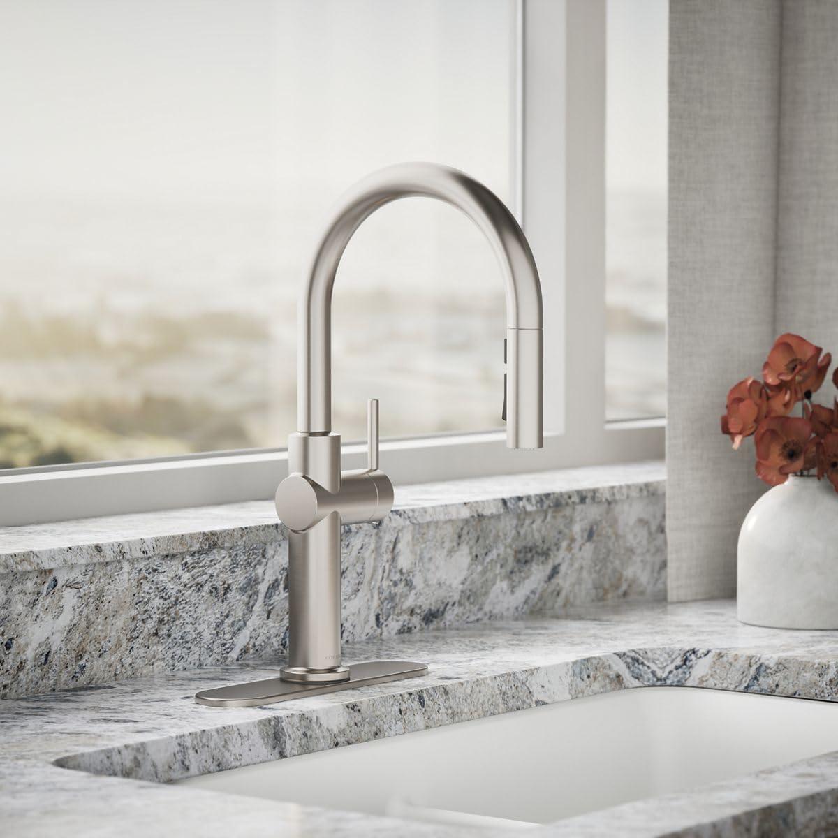 Kohler Crue Single Handle Pull Down Kitchen Faucet with Three-Function Pull Down Sprayer