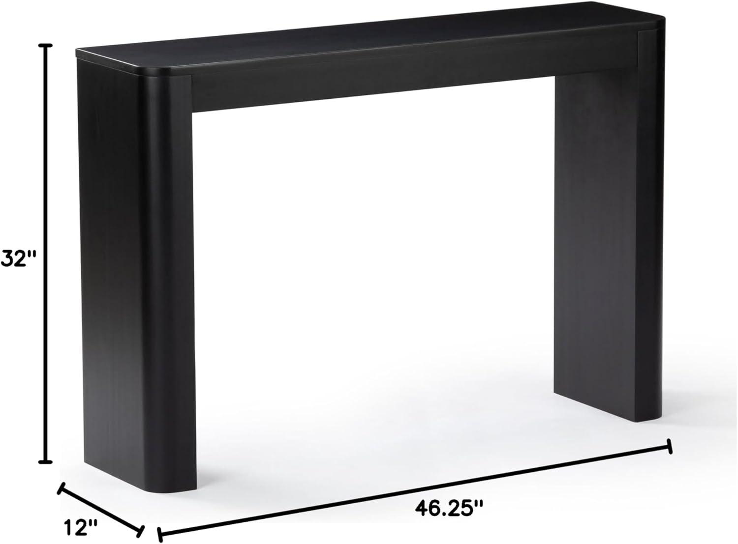 Plank+Beam 46" Solid Wood Console Table, Conture Rounded Edge Sofa Table, Narrow Entryway Table, Console Tables for Entryway, Black