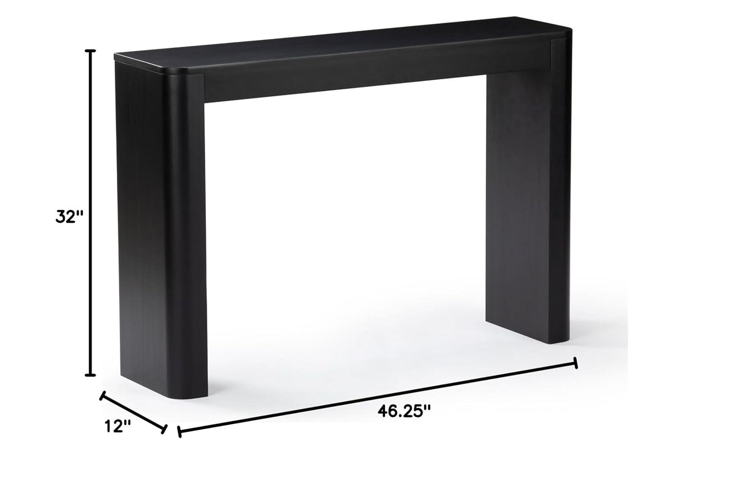 Plank+Beam 46" Solid Wood Console Table, Conture Rounded Edge Sofa Table, Narrow Entryway Table, Console Tables for Entryway, Black