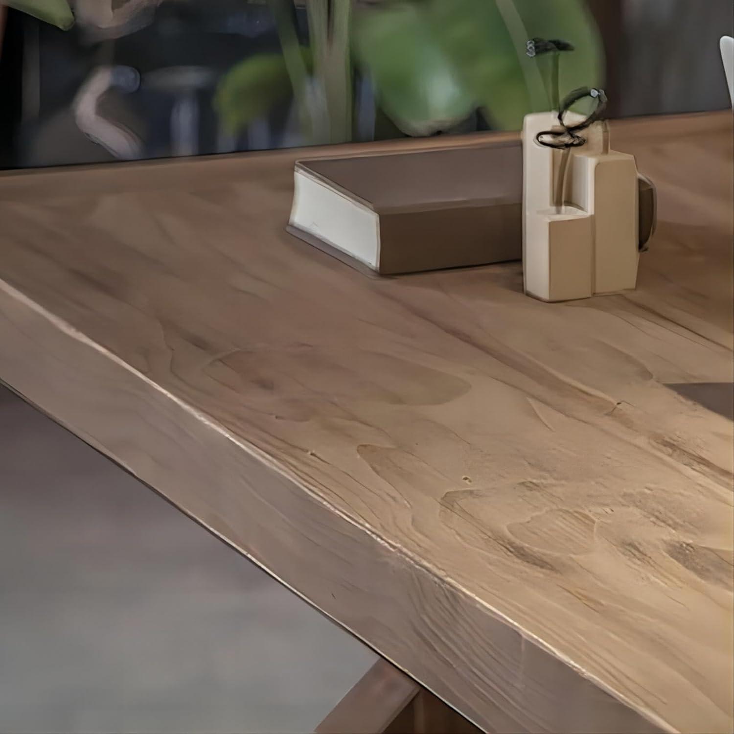 Rustic Farmhouse Computer Desk In Natural With Trestle Base Wooden Office Desk