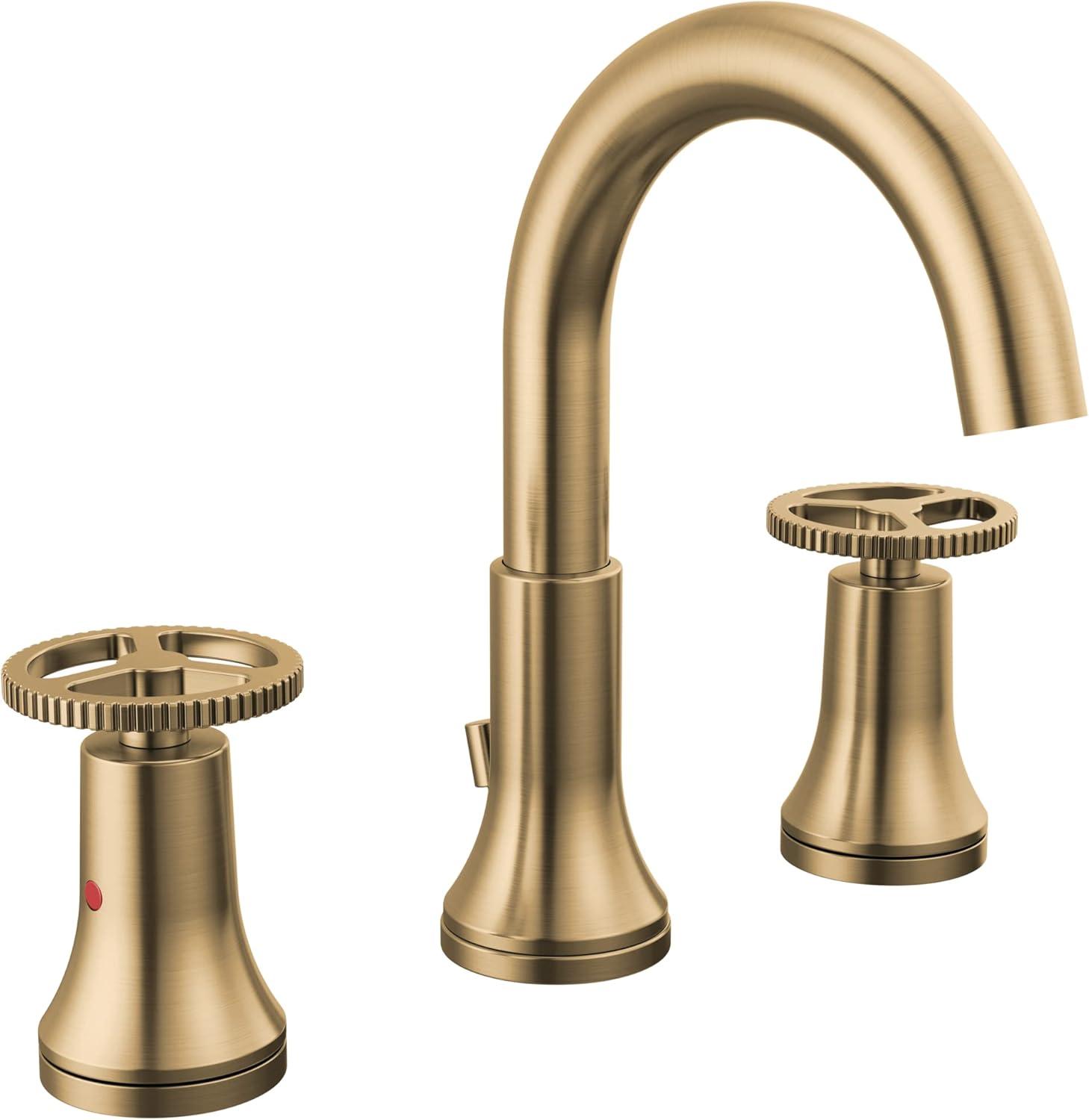 Champagne Bronze Modern Widespread Bathroom Faucet with Dual Handles