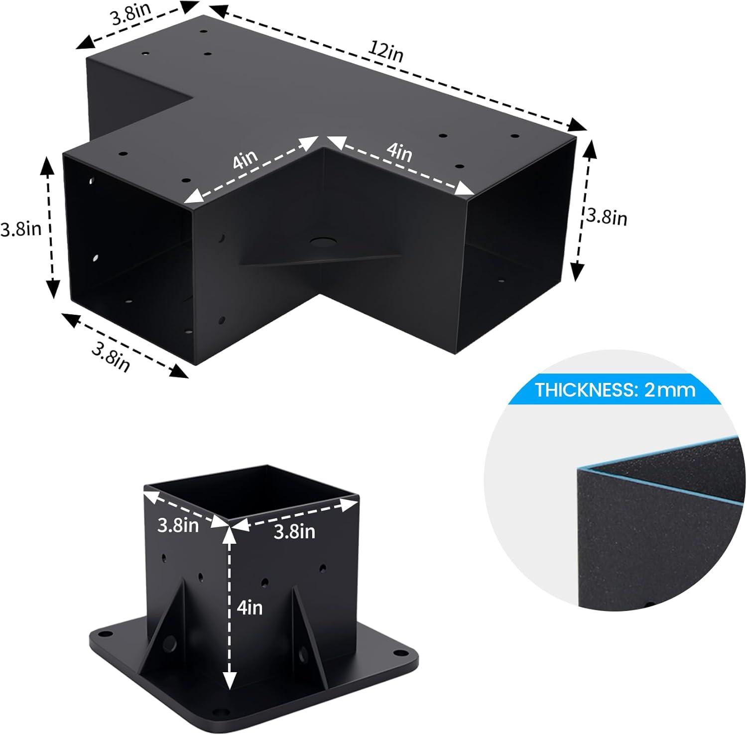 Pergola Kit Elevated Wood Stand Kit Woodwork for 4"x 4" (Actual 3.5" x 3.5"), Wooden Gazebo Kit for 3-Way Pergola Brackets with Pergola Base Brackets - Includes Screws