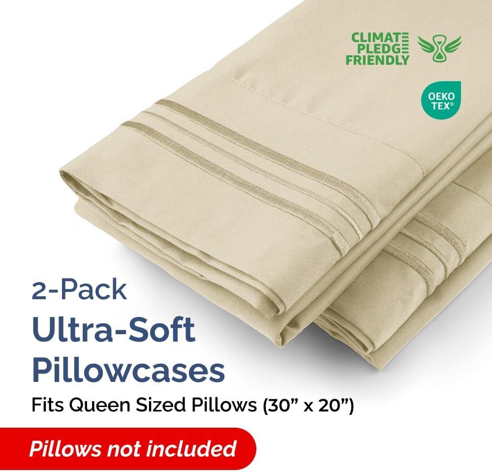 CGK Linens Hotel Quality Microfiber Pillowcase Covers (Set of 2)