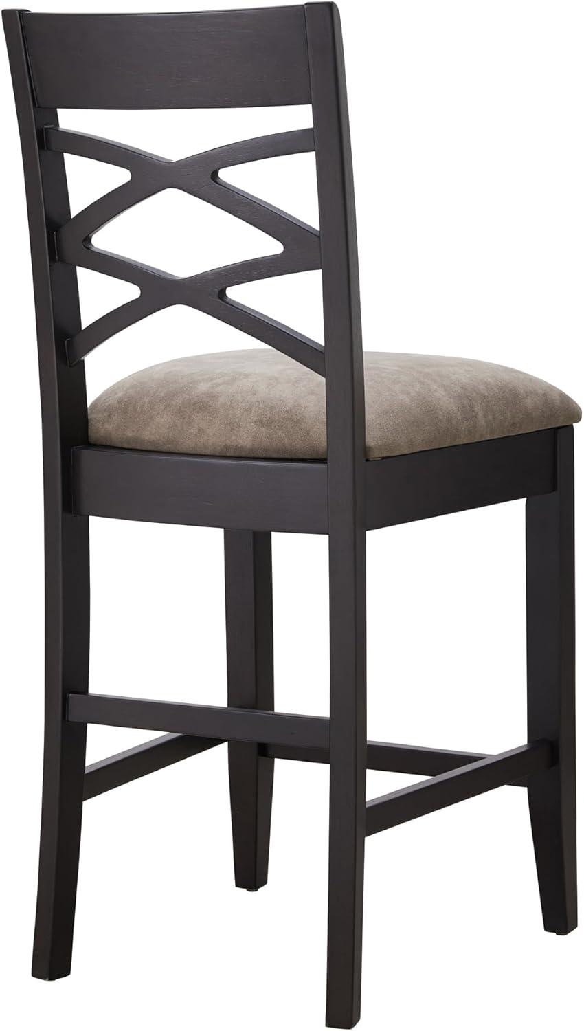 Leick Home Double Crossback Counter Stool in Black and Gray, Set of 2