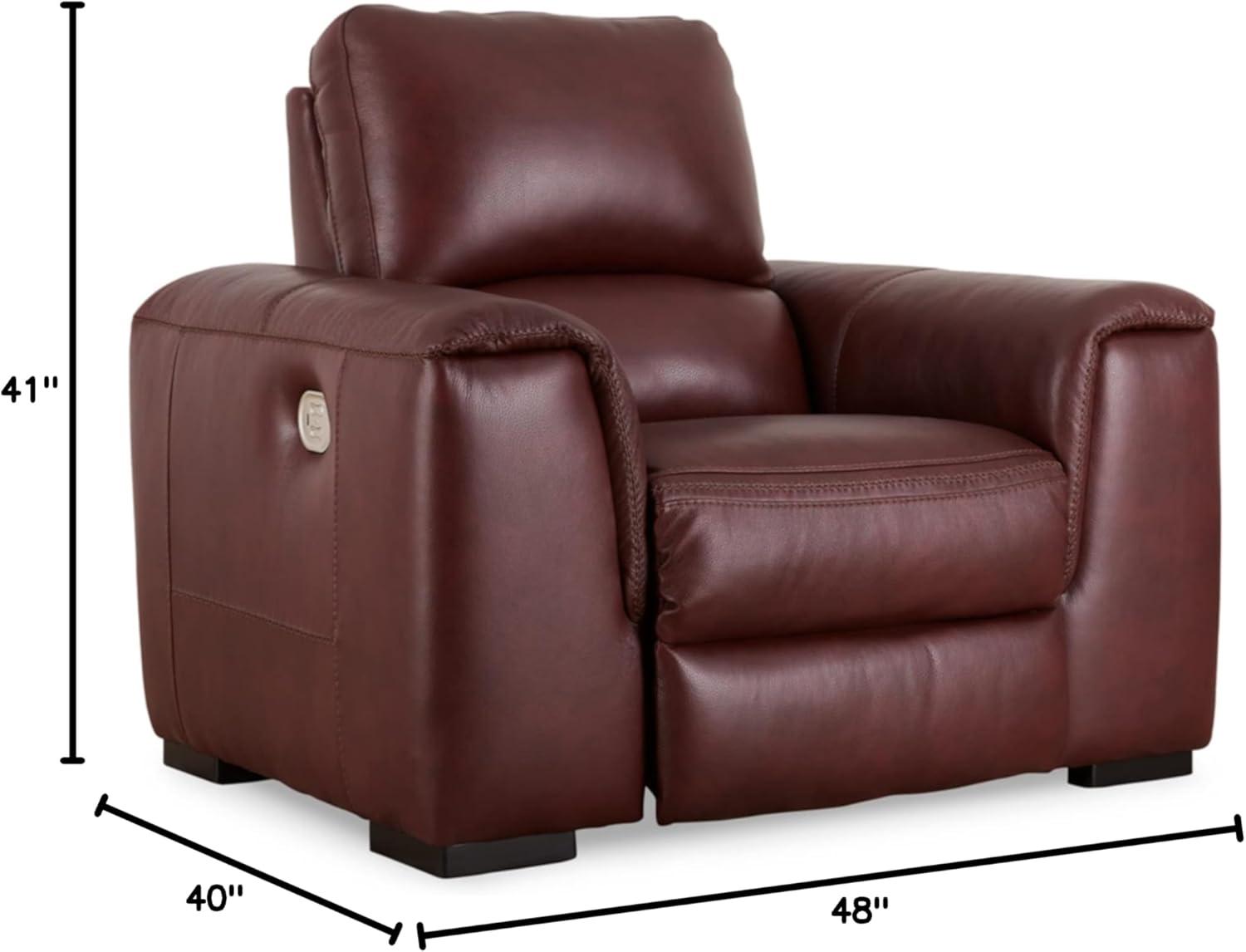 Ashley Furniture Alessandro Leather Power Recliner with Headrest in Red