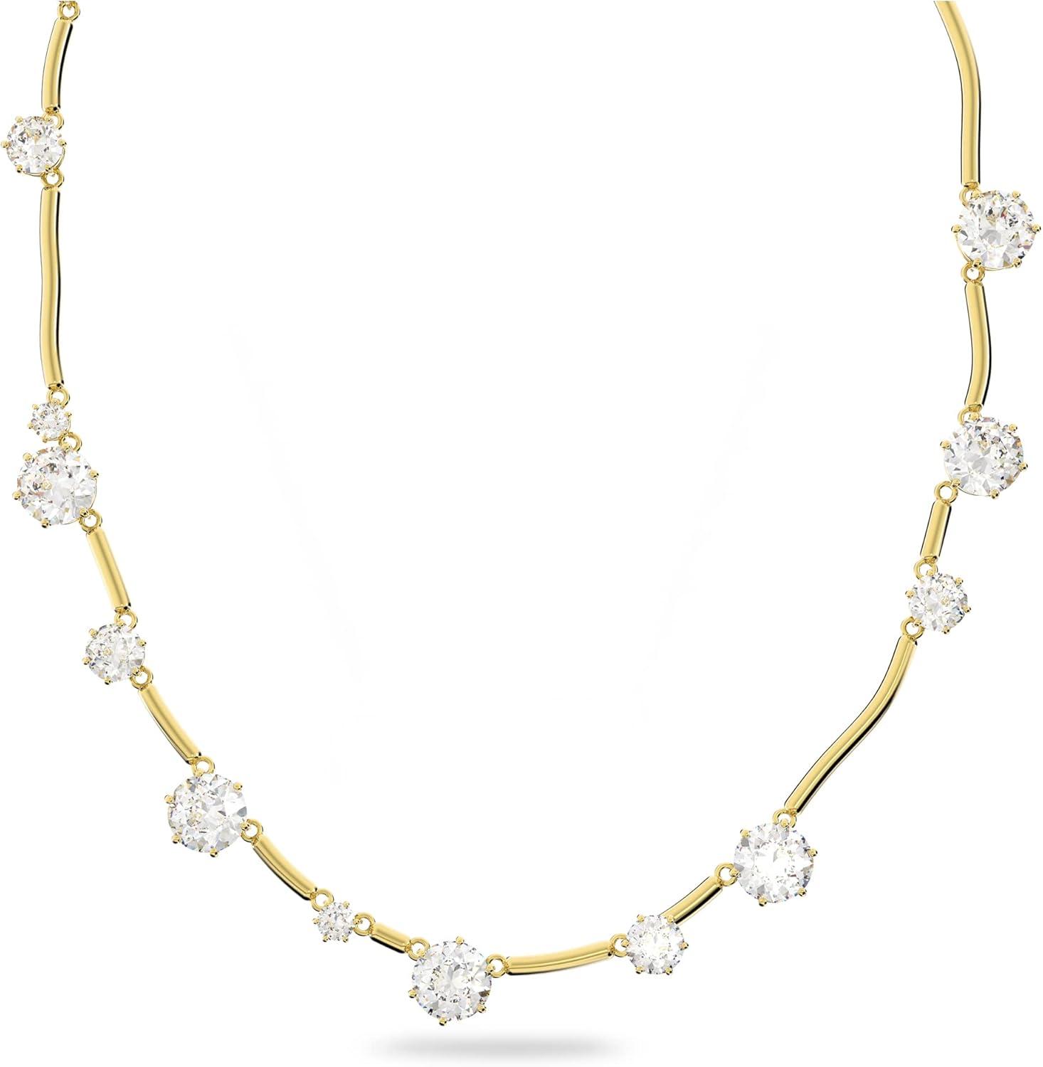 Swarovski Angelic Pendant with Circular Clear Crystal and Clear Crystal Pavé on a Rhodium Plated Chain