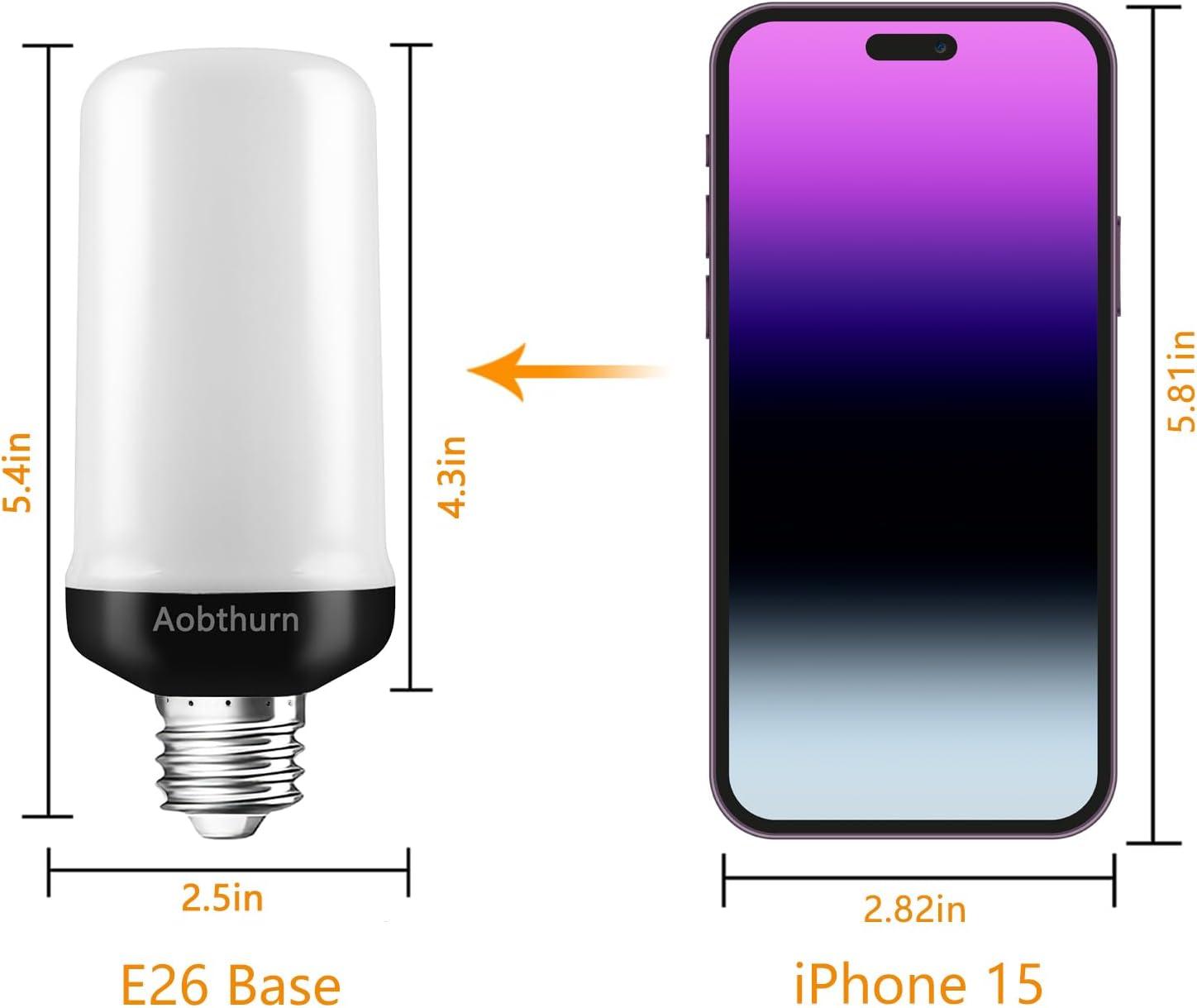 Njide LED Flame Light Bulb, Upgraded 4 Modes Fire Light Bulbs with Upside Down Effect, E26 Base Flickering Light Bulbs for Halloween Decorations, Christmas, Outdoor, Indoor, Home