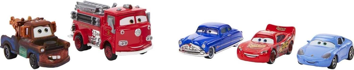 Disney Pixar Cars Vehicle 5-Pack Collection with 4 Character Toy Cars & 1 Red Fire Truck