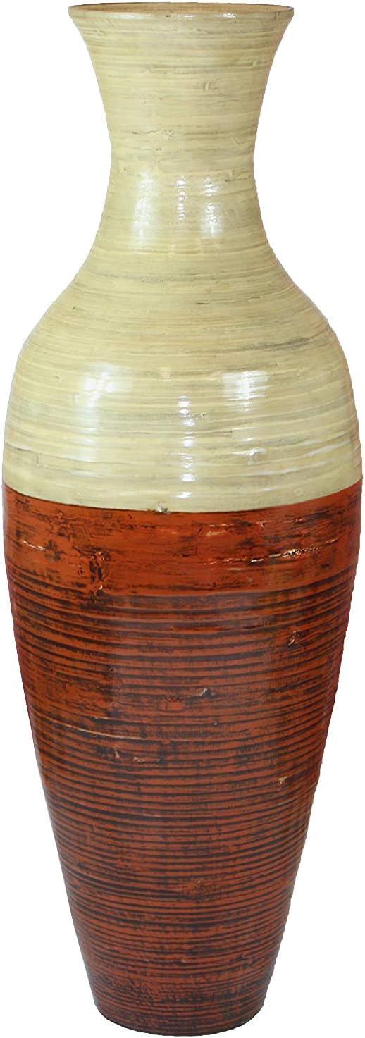 Uniquewise 43-Inch-Tall Vase, Large Floor Vase, Flower Holder, Living Room Entryway Dining Room, Red and Natural Color vase