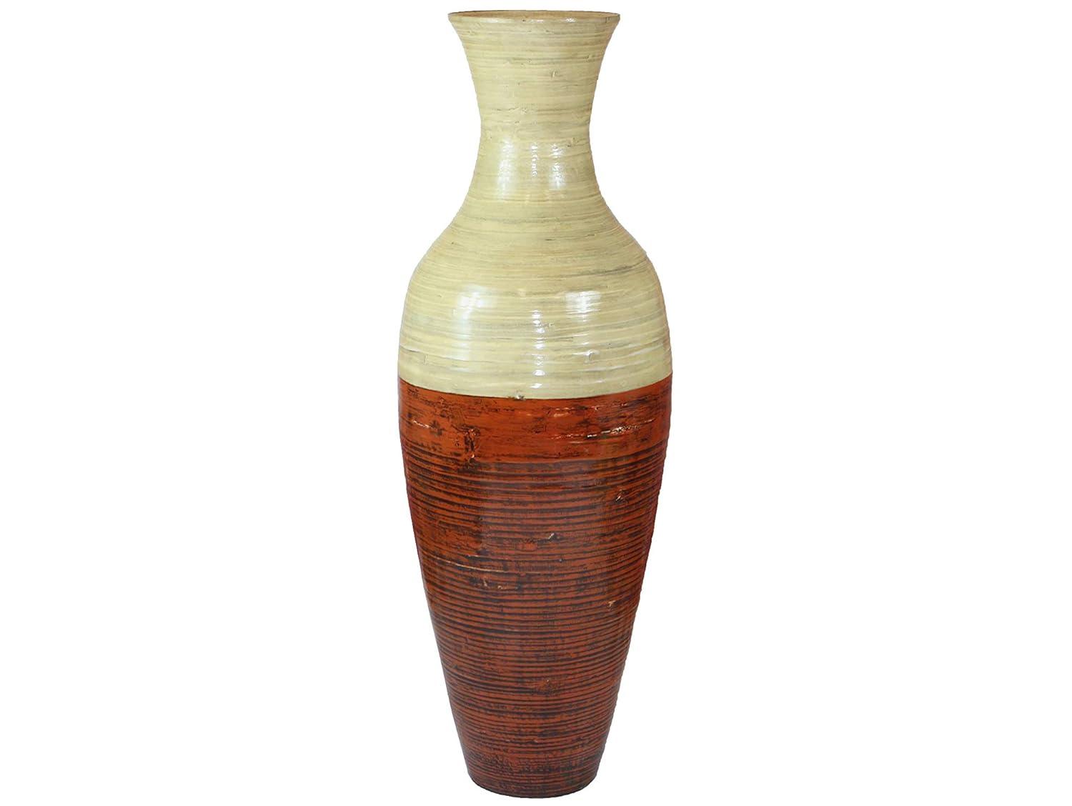 Uniquewise 43-Inch-Tall Vase, Large Floor Vase, Flower Holder, Living Room Entryway Dining Room, Red and Natural Color vase