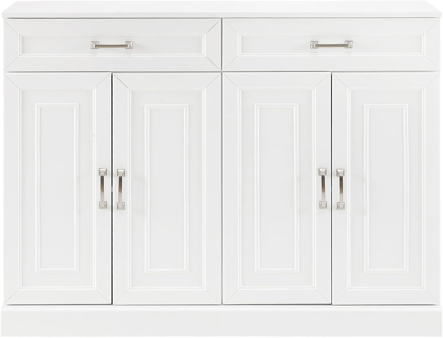 Stanton Sideboard White - Crosley: Adjustable Shelves, 2 Drawers, Traditional Farmhouse Design