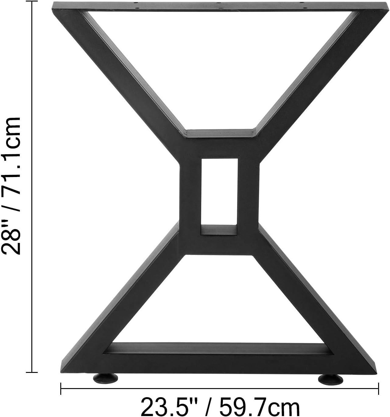 VEVOR Dining Table Legs 28 inch, Metal Table Legs 2PCS, Hollow X-Shaped Legs 440 Lbs Load Capacity DIY Coffee Table Legs Black Anti-Rust Iron Office Table Legs with Baking Varnish for Dining Table