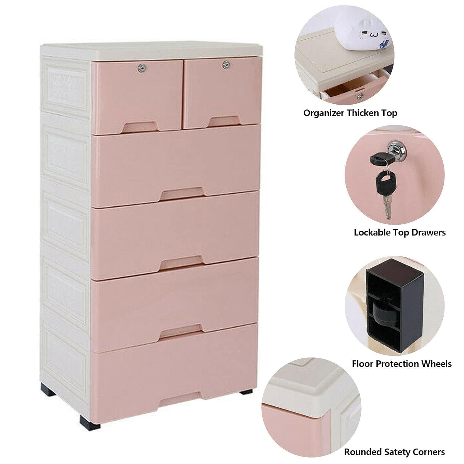 Plastic Storage Dresser Bedroom 6 Drawer Clothes Organizer Tower Cabinet Office