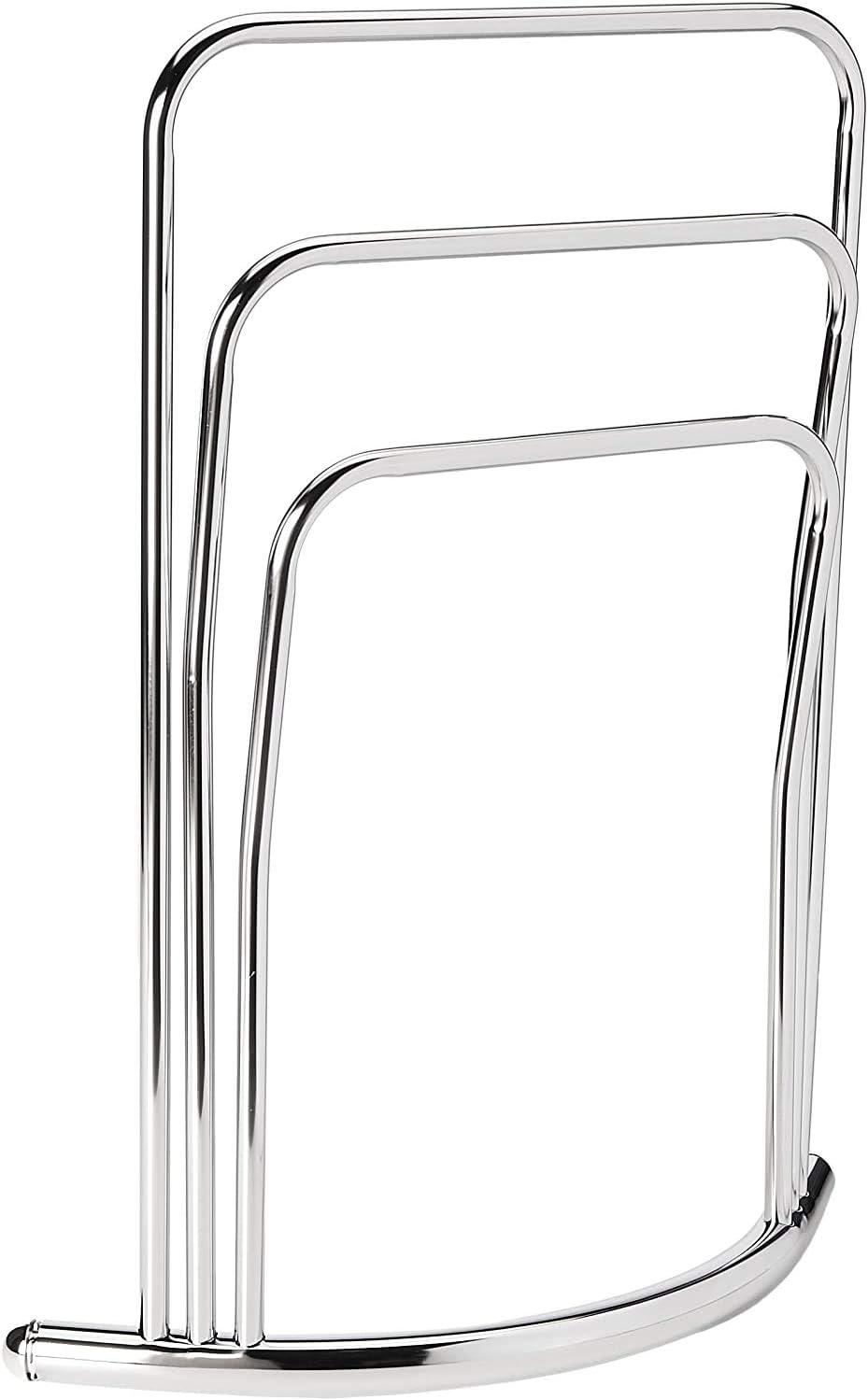 King's Brand Furniture Metal 3 Tier Crescent Bathroom Towel Rack Stand, Chrome