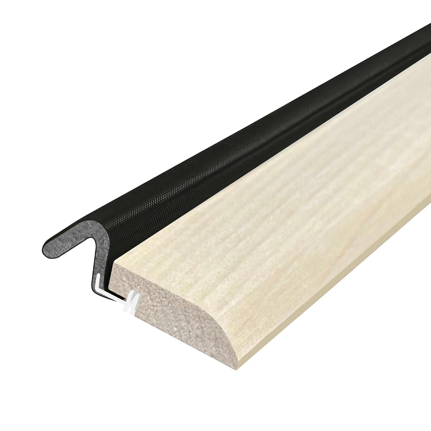 Streamline Pattern Door Stop Set, with Q-LON Weatherstrip 2-7 FT (84") Pieces and 1-3 FT (37") Piece (Black Q-LON WEATHERSTRIP)