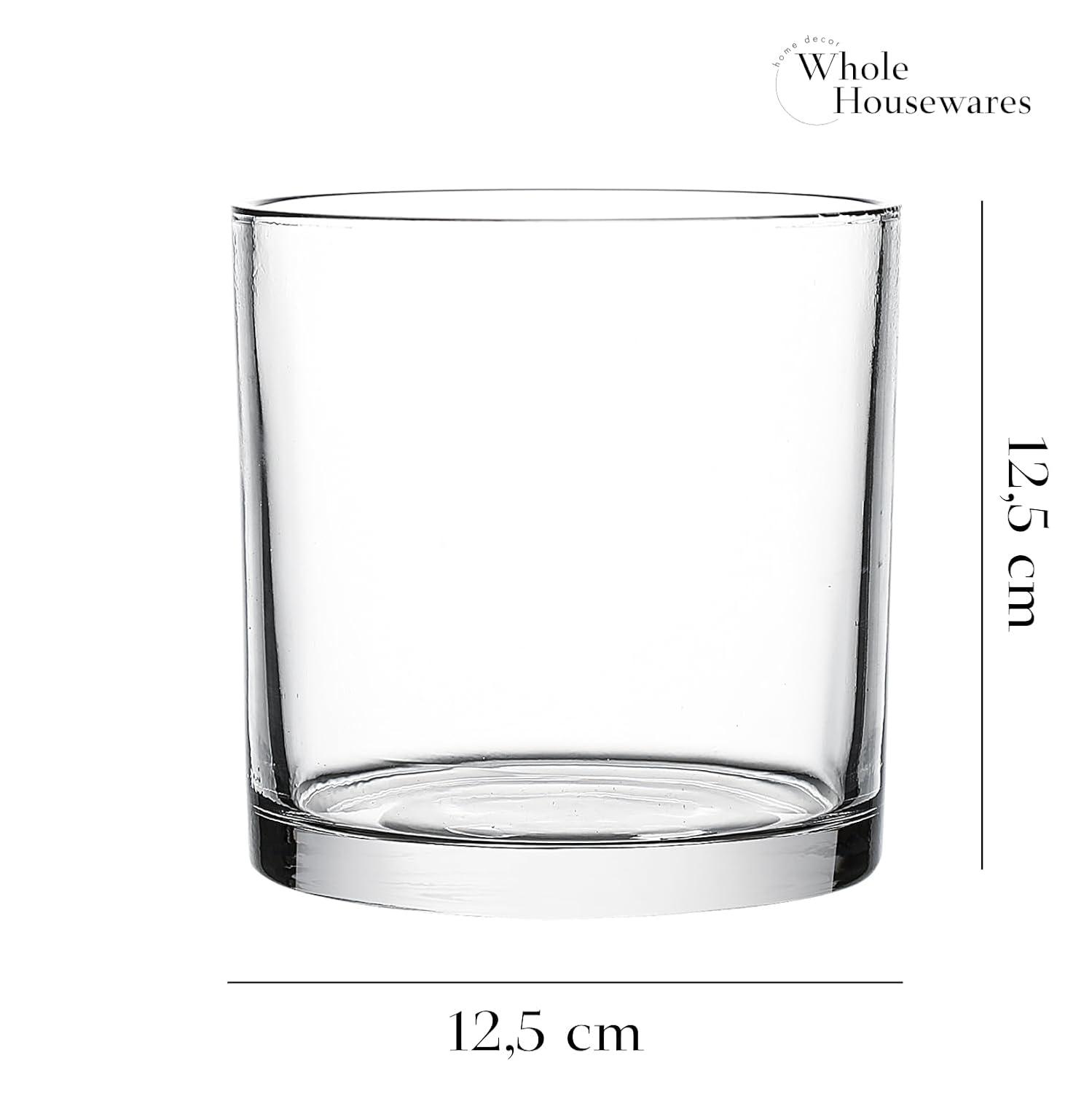 WHOLE HOUSEWARES 6" x 6" Set of 1 Clear Glass Cylinder Vase