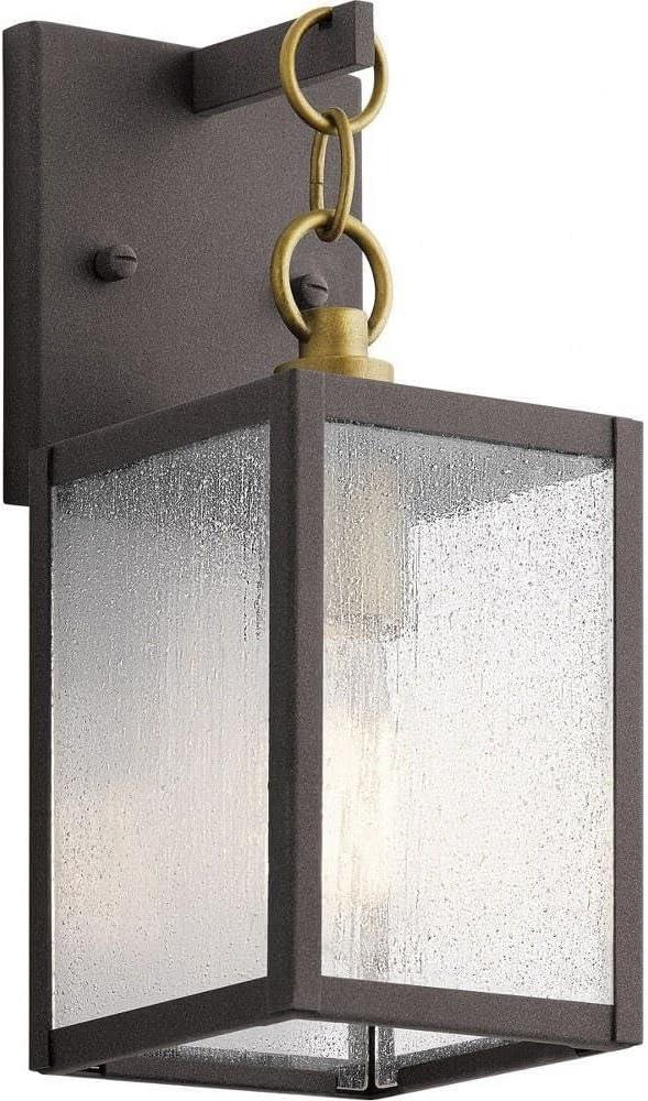 Lahden 16.75" Distressed Bronze Outdoor Wall Lantern with Clear Glass