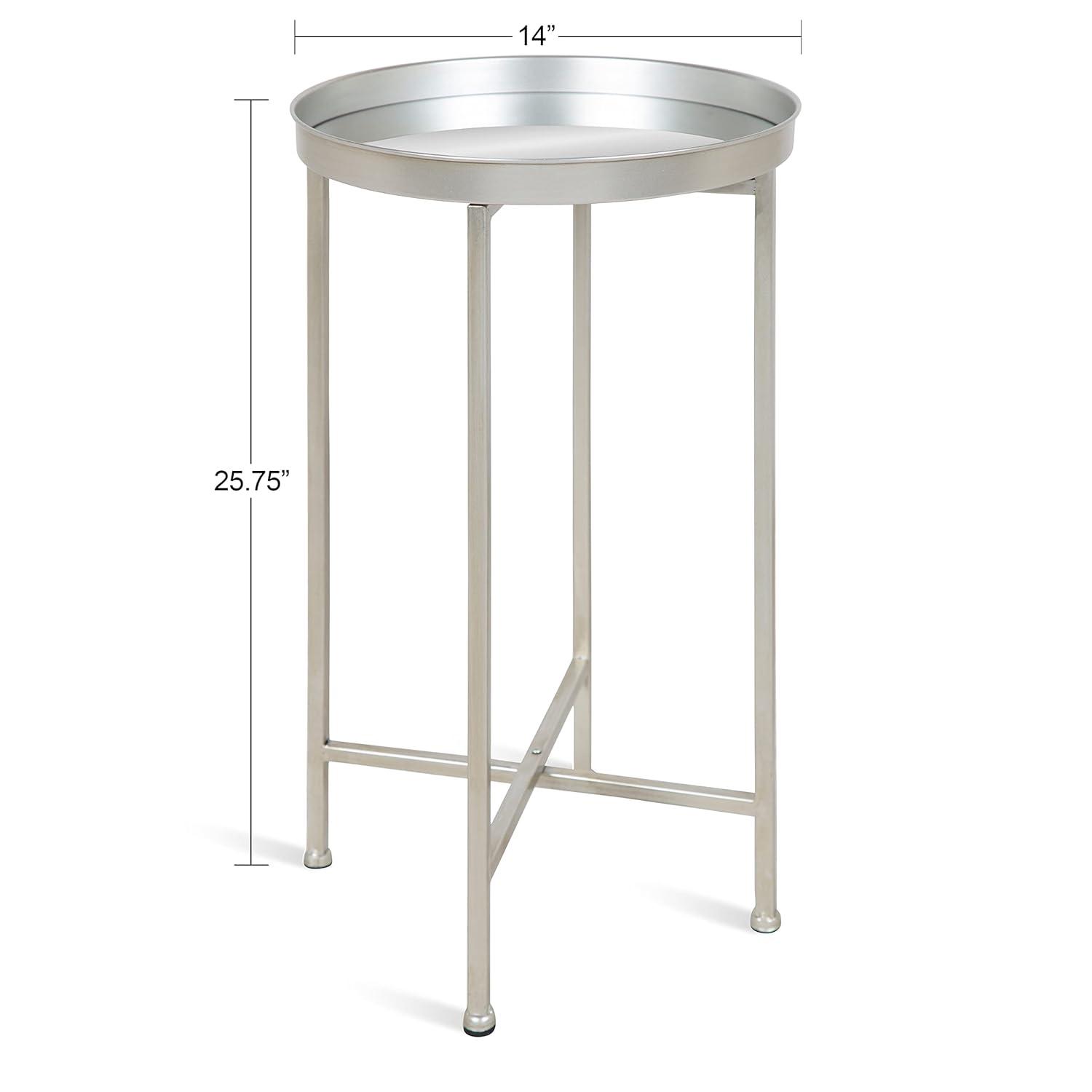 Kate and Laurel Celia Round Metal Tea Table, 14x14x25.75, Gray