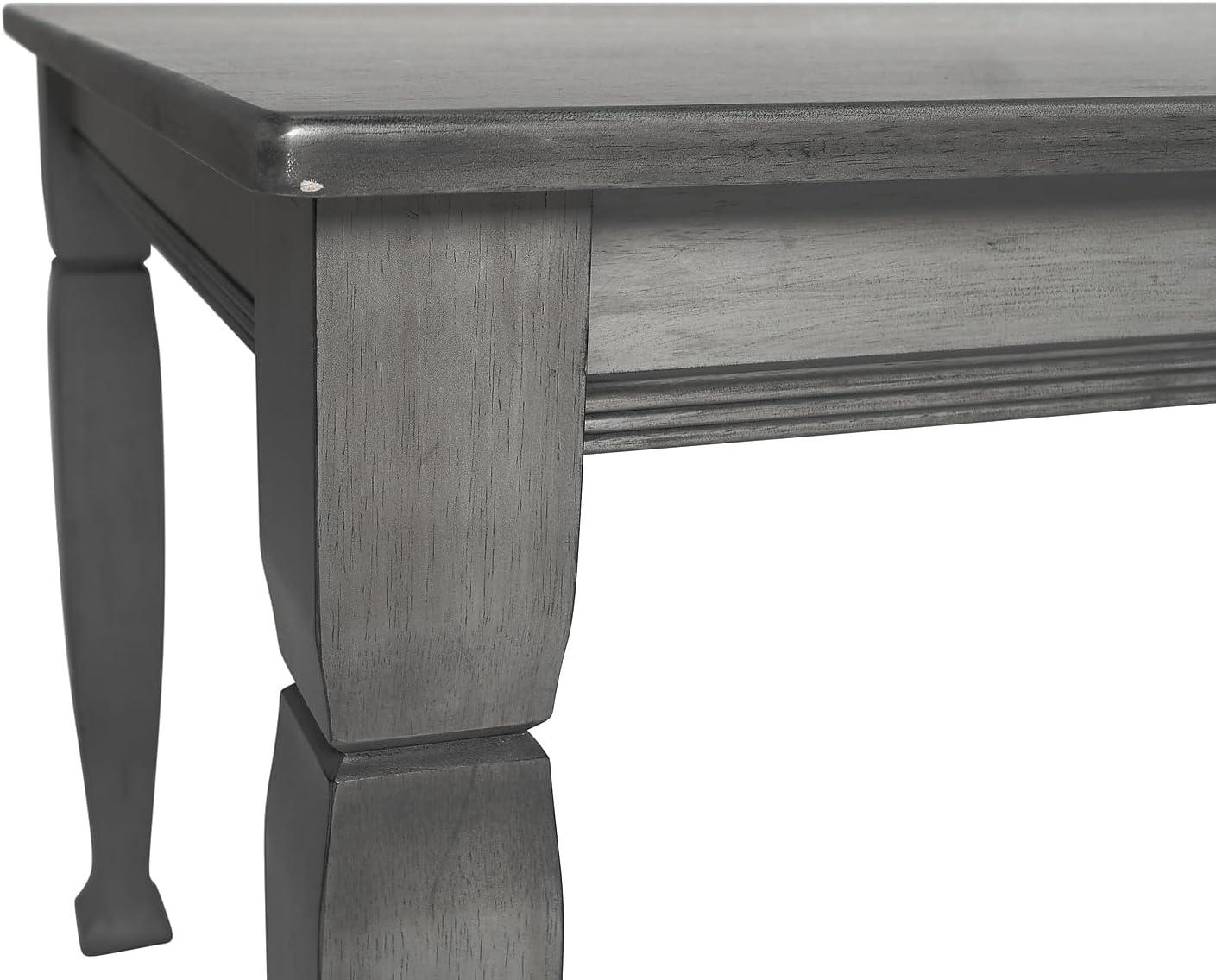 Flash Furniture Grace 60" Solid Wood Dining Table with Turned Wooden Legs, Commercial Grade Heavy Duty Rectangle Wood Table for 6, Antique Gray Finish