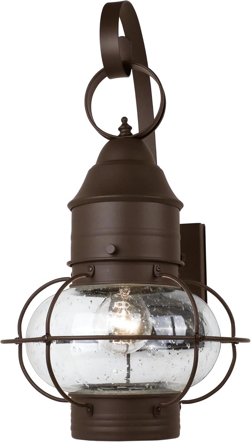 Rustique Bronze 18" Direct Wired Outdoor Lantern in Clear Seedy Glass