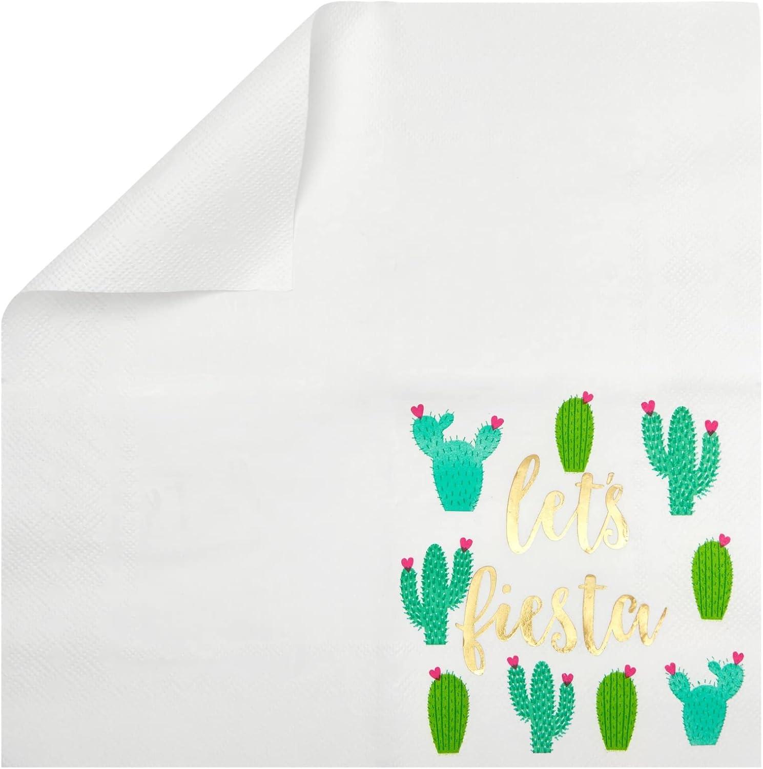 Juvale 50 Pack Let’s Fiesta Taco Napkins for Party, Cinco De Mayo Party Decorations, Paper Margarita Napkins, 5x5 In