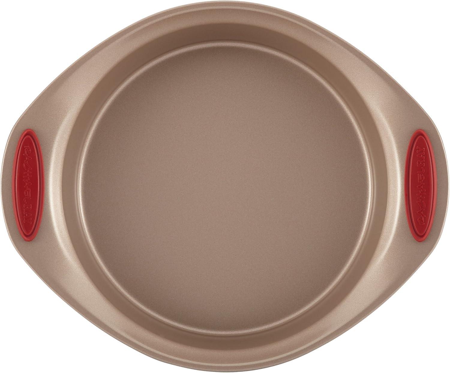 Rachael Ray Cucina Nonstick Bakeware Baking Pans Set, 10 Piece, Latte Brown and Cranberry Red