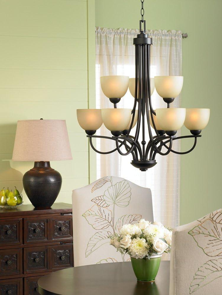 Franklin Iron Works Italian Bronze Pendant Chandelier Lighting Fixture 26" Wide Modern Antique Amber Glass 5-Light for Dining Room Kitchen Island Home