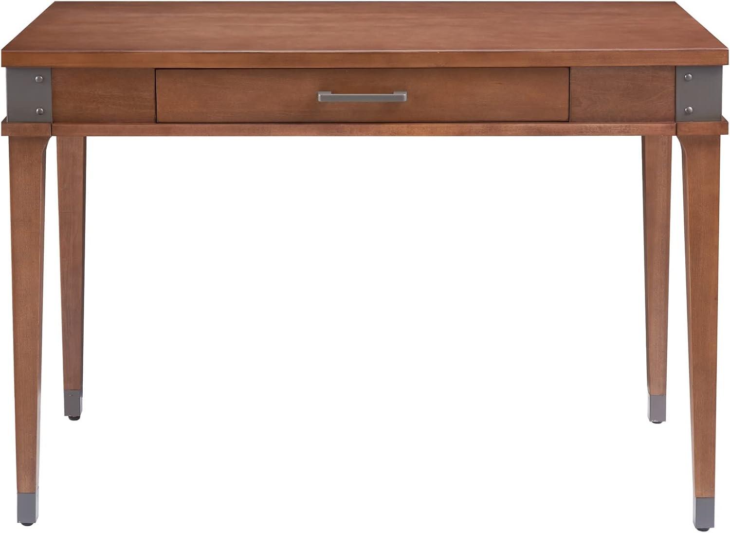 Chocolate Cherry Wood Writing Desk with Drawer and Keyboard Tray