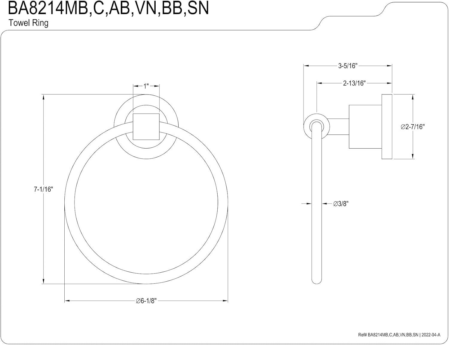 Kingston Brass Concord Towel Ring