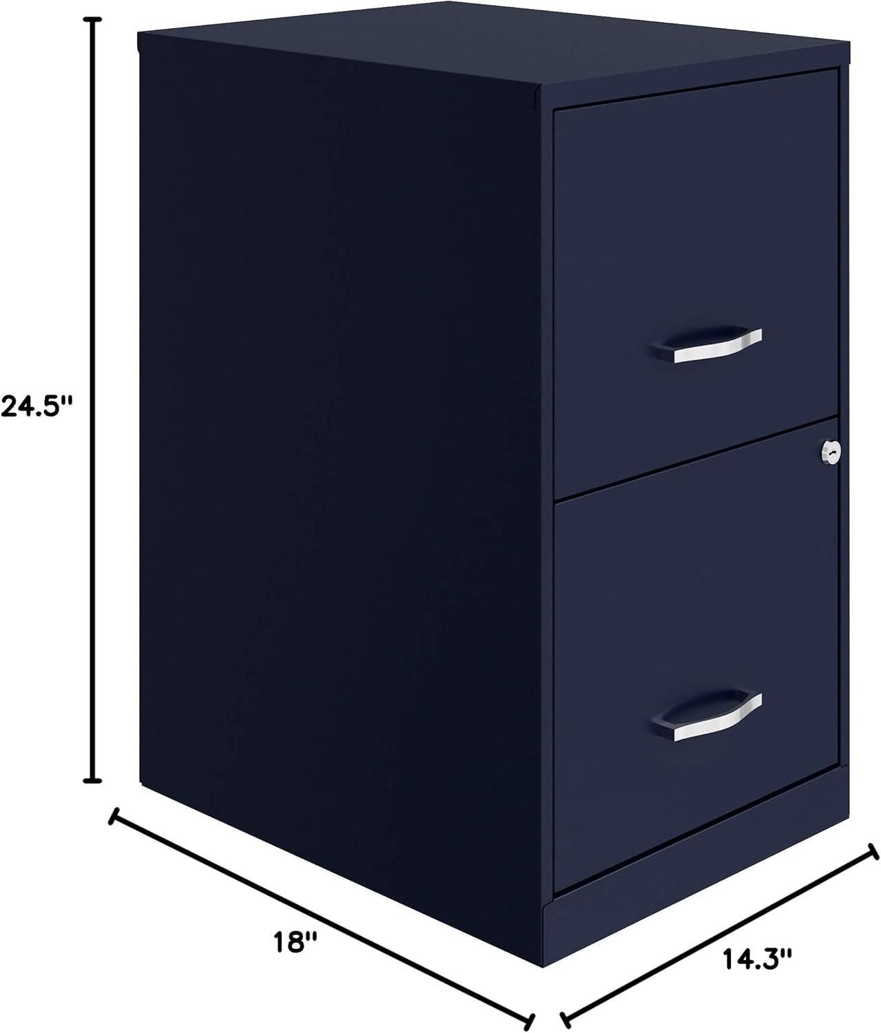 Navy 18" Lockable 2-Drawer Steel File Cabinet