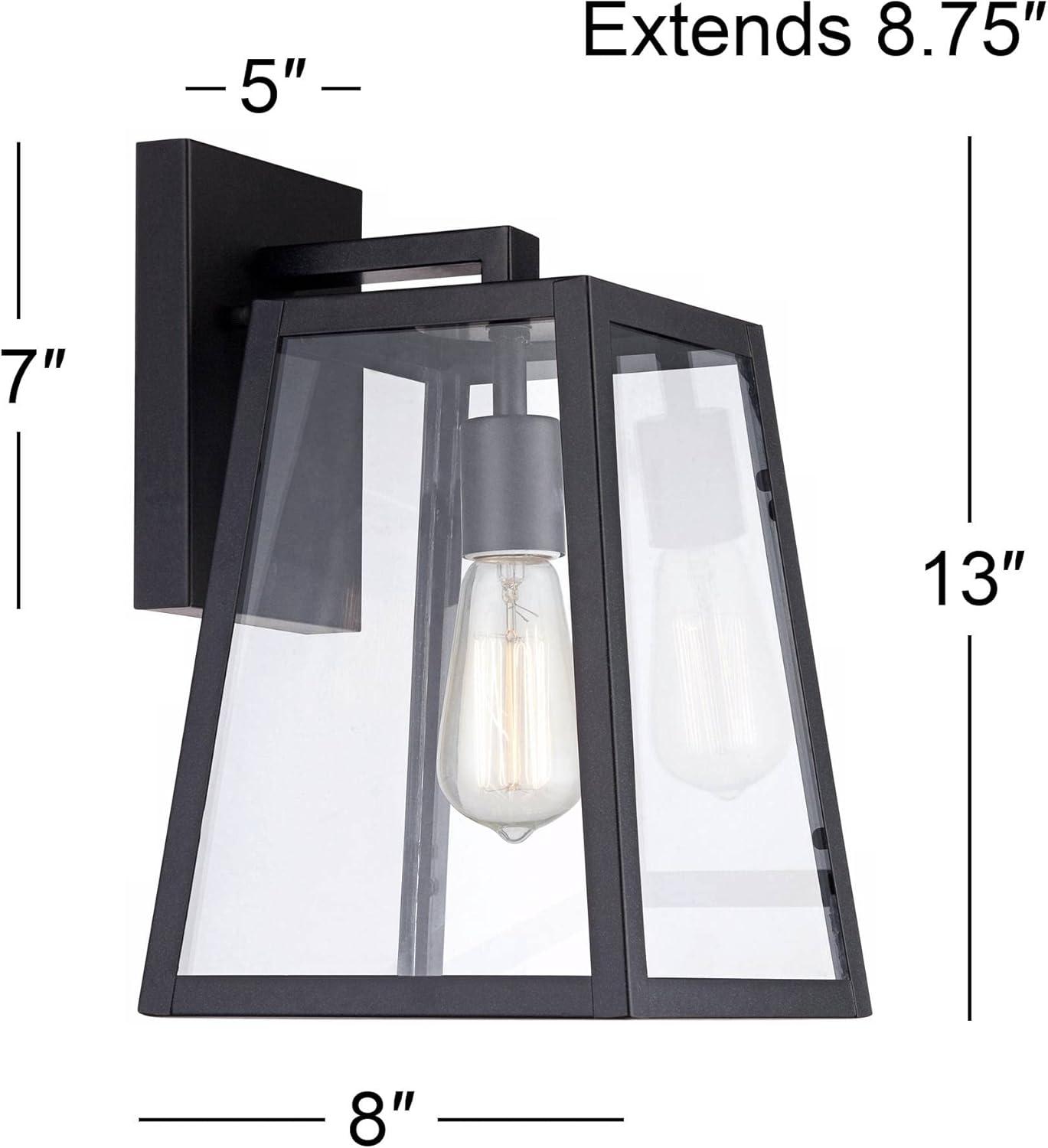 Arrington 13" Mystic Black Outdoor Wall Light with Clear Glass