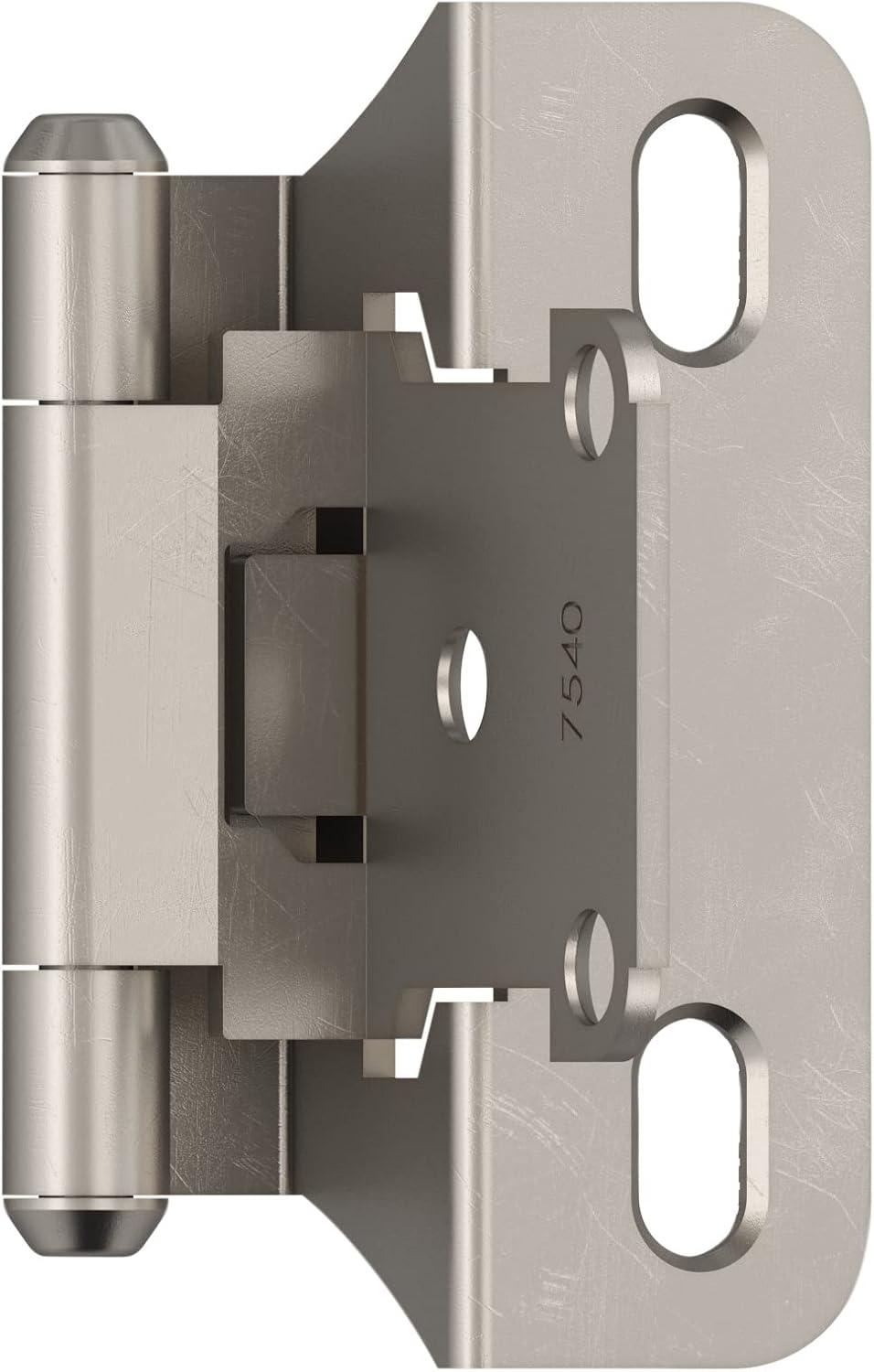 Satin Nickel Self-Closing Partial Wrap Cabinet Door Hinge