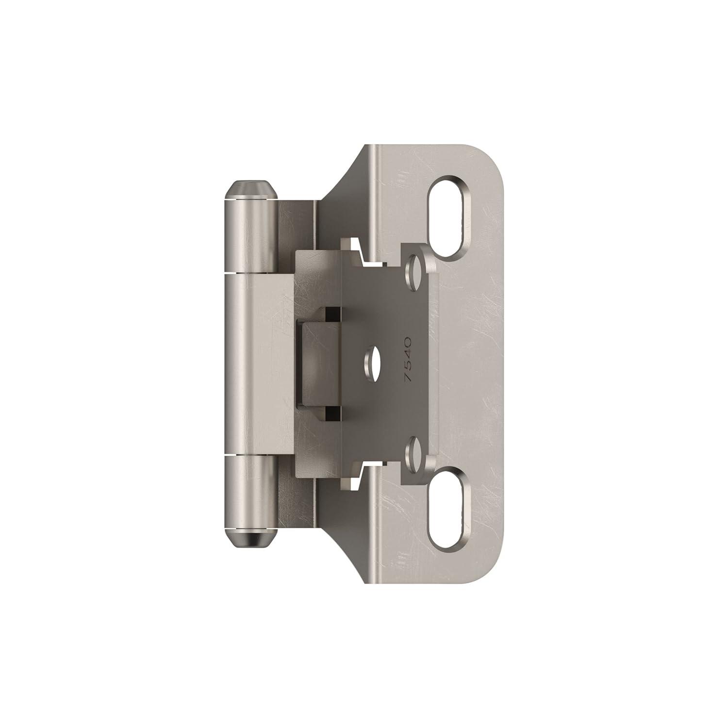 Satin Nickel Self-Closing Partial Wrap Cabinet Door Hinge