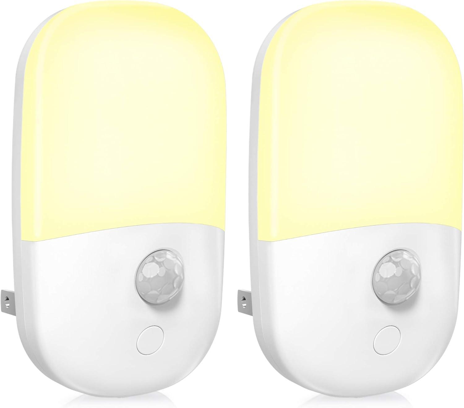 Soft Warm White LED Motion Sensor Night Light, 2 Pack