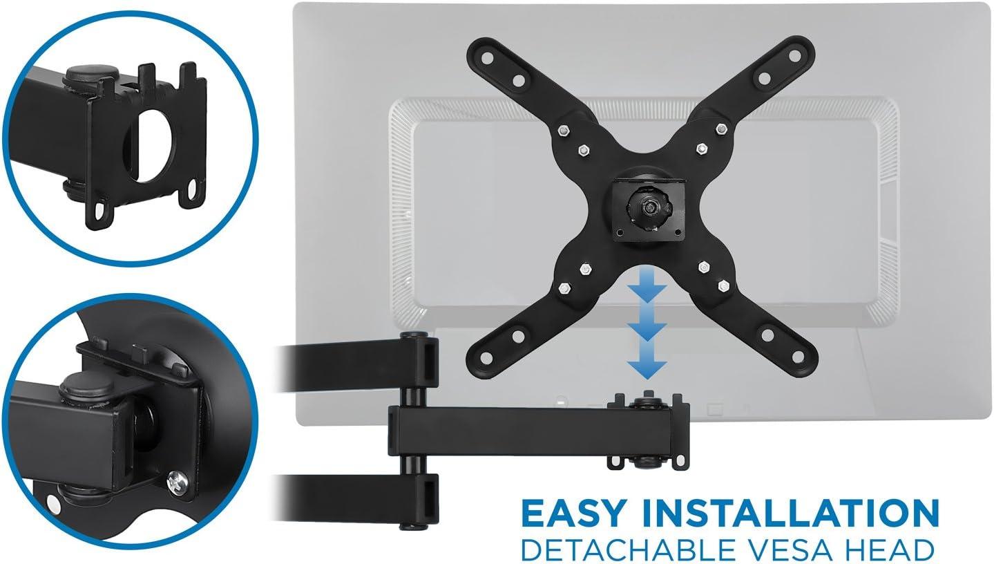 Black Steel Full-Motion TV Wall Mount for 17-55 inch Screens