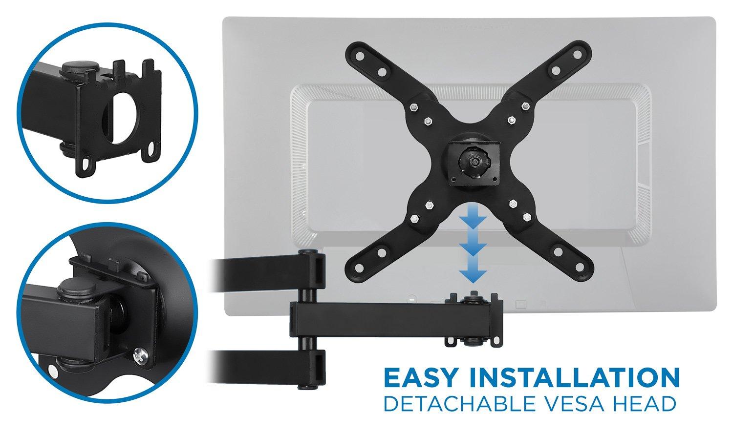 Mount-it Mount-It! Full Motion TV Wall Mount Bracket w/ 15" Extension Articulating Tilt Arm | Fits 17-47 in.