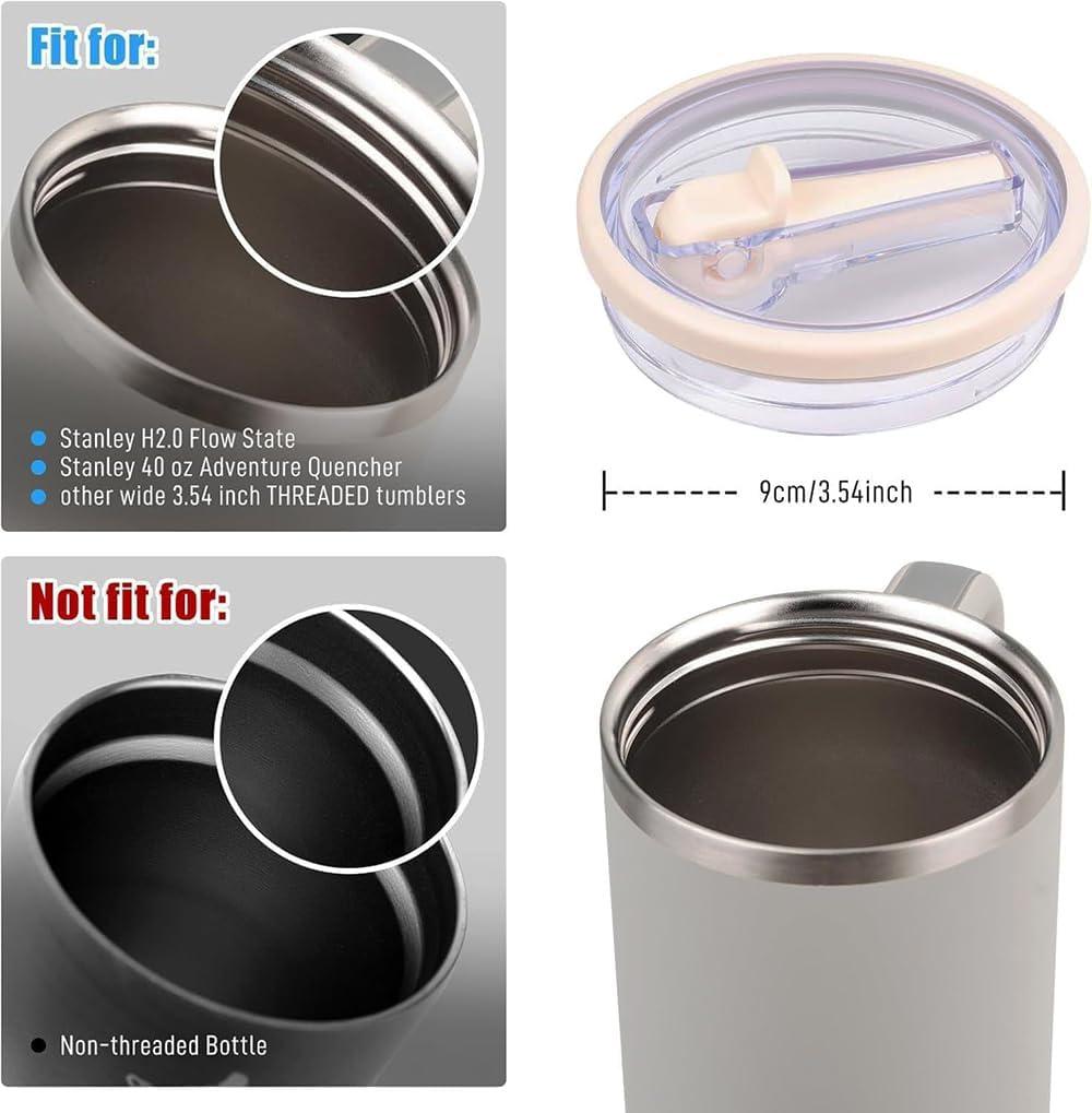 2 Pack 40 Oz Tumbler Flip Straw Lid Replacement Fit For Stanley Quencher, Leak Proof For Stanley Lid Replacement Spill Proof Reusable Tumbler Cover Compatible With 40oz Stanley Cup