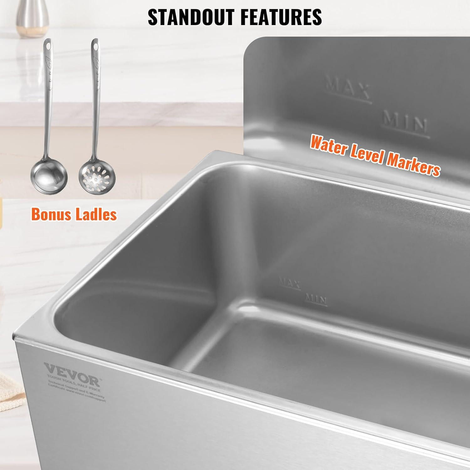 Latitude Run® Commercial Electric Food Warmer Countertop Buffet 19Qt 1200W Bain Marie