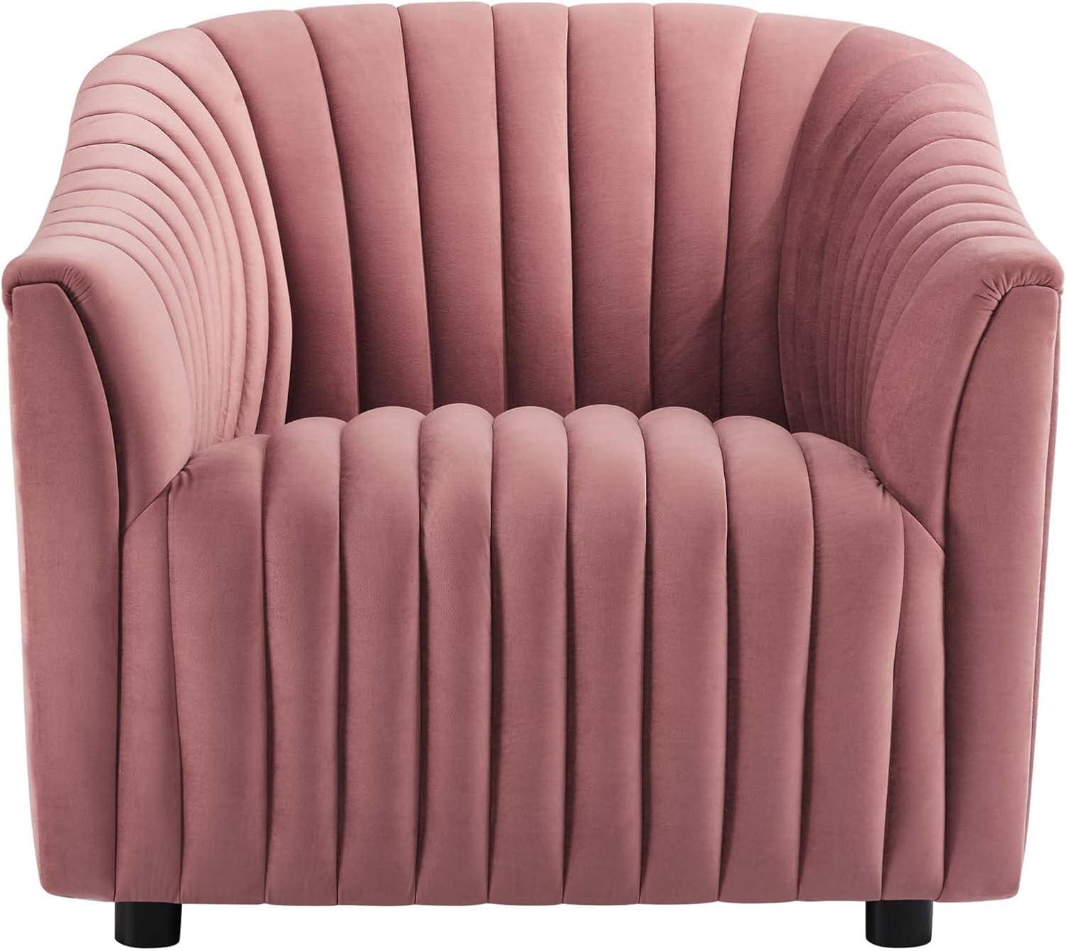 Modway Announce Modern Performance Velvet Tufted Armchair in Dusty Rose Pink