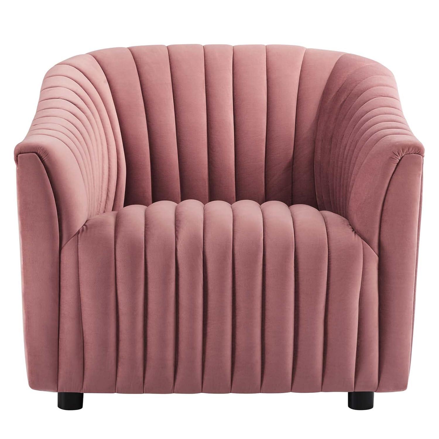 Modway Announce Modern Performance Velvet Tufted Armchair in Dusty Rose Pink