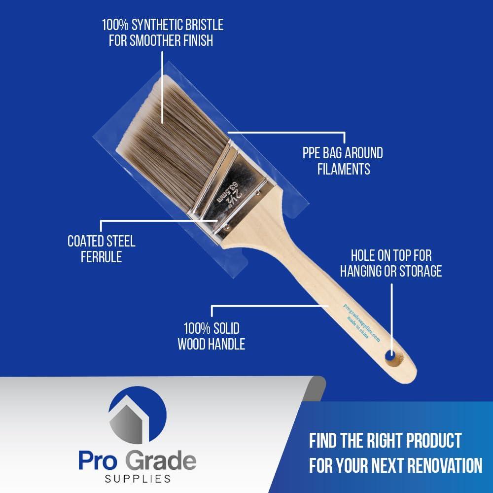 Pro Grade Premium Paint Brushes, 5 Piece Variety Set, Interior/Exterior Painting