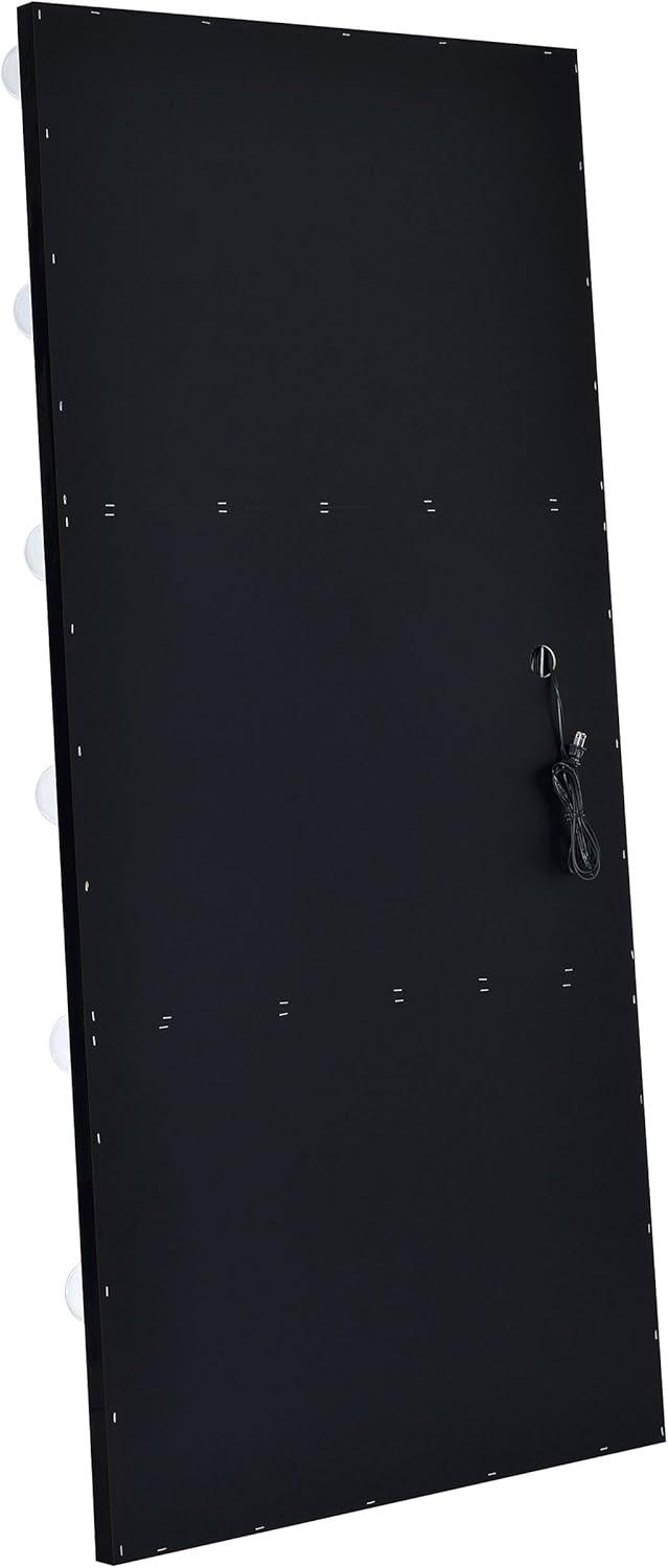 Black High Gloss Full Length Rectangular Wood Floor Mirror