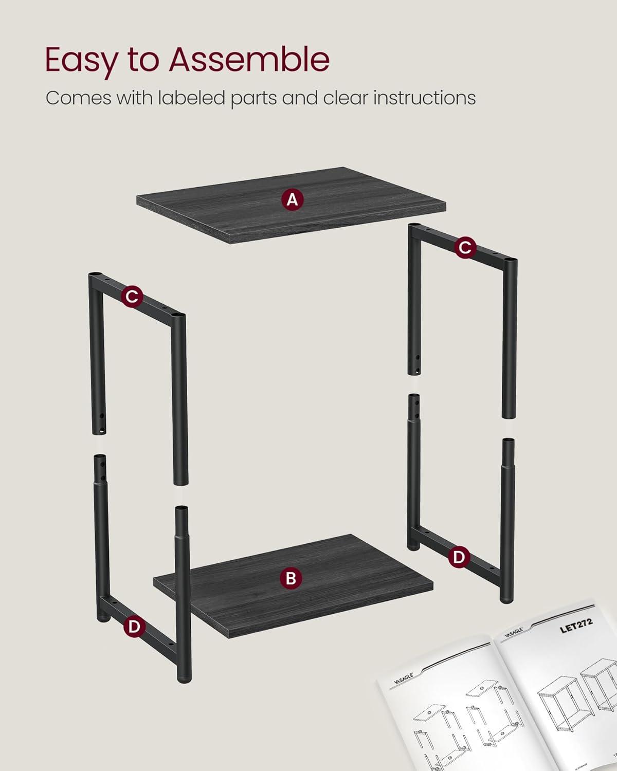 Misty Gray and Black Metal Rectangular End Tables Set of 2