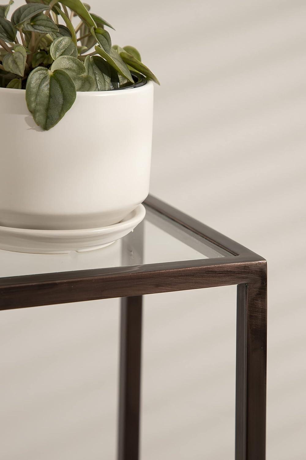 Kate and Laurel Jaspur Square Metal Drink Table, 7x7x21, Bronze