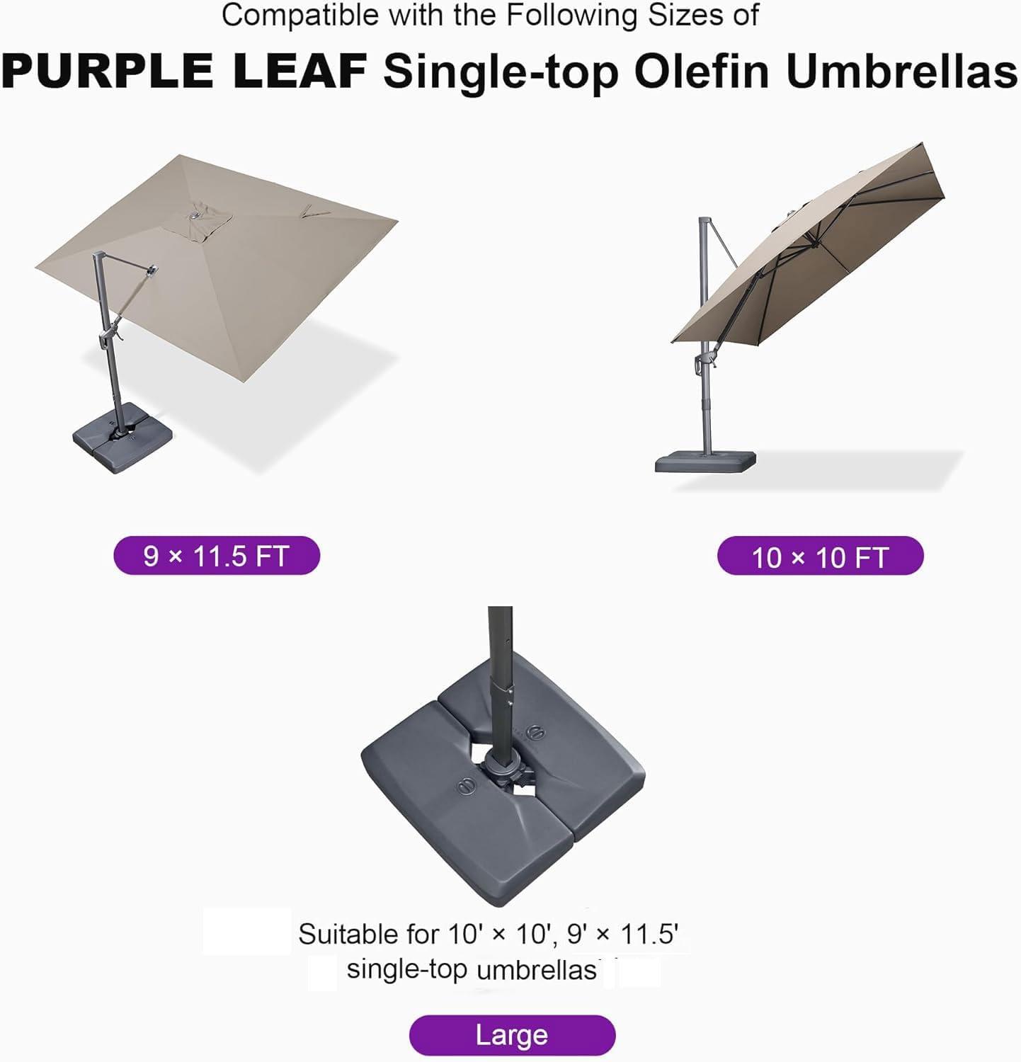 PURPLE LEAF 264 lBS Heavy Duty Patio Umbrella Base XBS540 Deck Offset Cantilever Umbrella Base Sand/Water Filled Square for Outdoor Gardern Backyard