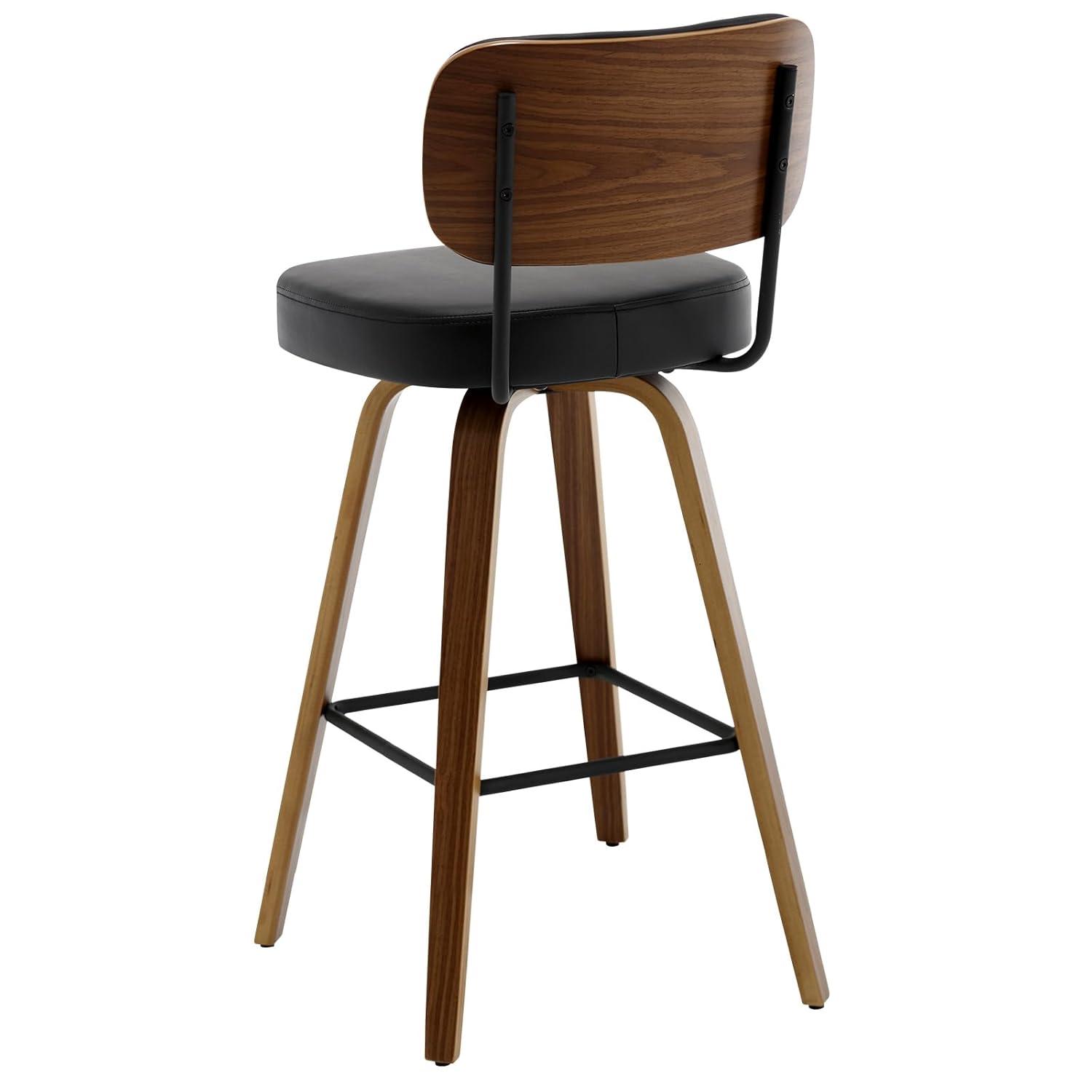 Lucky Monet 26"/29" Swivel Bar Stools/ Counter Stools with Bentwood Legs Set of 2 - Cream White-PU Back - Bar Height